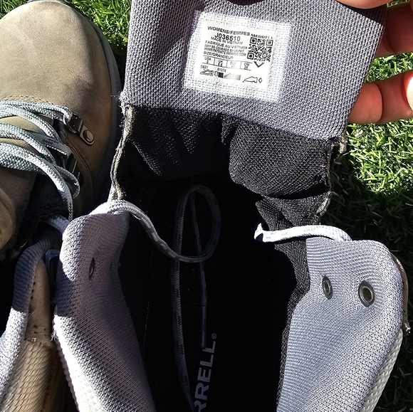 Merrell Women’s Waterproof Hiking Boots Vibram Sole Grey Size 9 Trail Outdoor - Picture 7 of 8